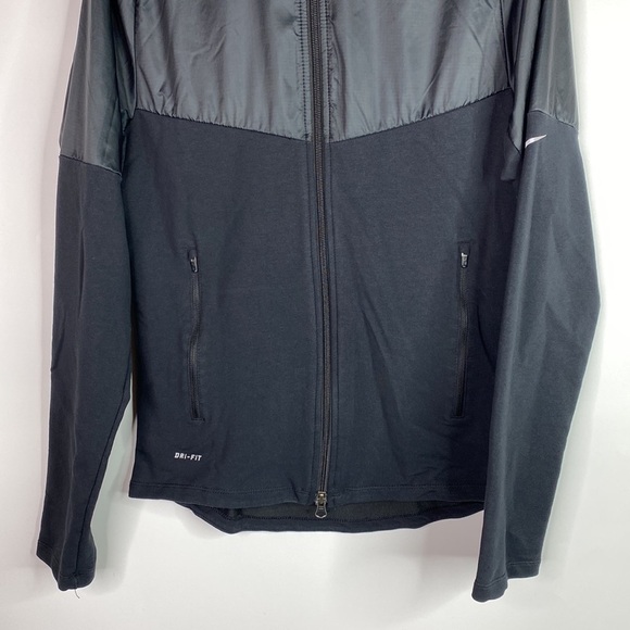 Nike Dri Fit Black Full Zip Hooded Running Jacket Size Small Men's - Picture 3 of 9